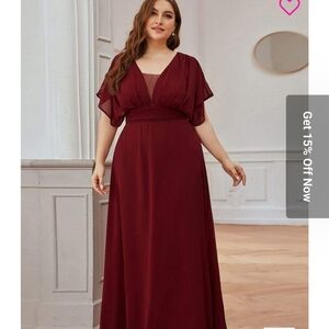 Plus Size Empire Waist Chiffon Formal Maxi Evening Dress